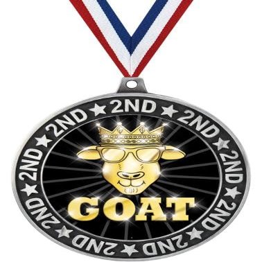 G.O.A.T. Shadow Medal Award, 2.75" Silver Trophy Medal 100 Pack