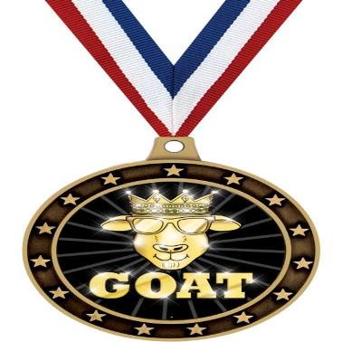 2.5" Universe Star G.O.A.T. Shadow Medal Award, Gold Trophy Medal 50 Pack