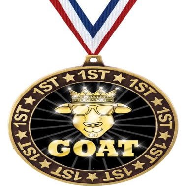 2.75" 1st Place G.O.A.T. Shadow Medal Award, Gold Trophy Medal 50 Pack