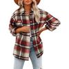 Womens Casual Plaid Shacket Button Down Long Sleeve Shirt Jacket 2023 Long Sleeve Jackets Flannel Shirts Boyfriend B-red view 1