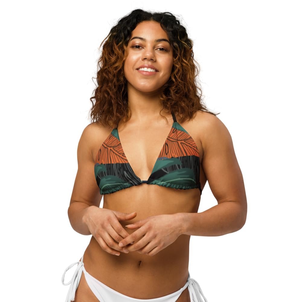 All-Over Print Recycled String Bikini top White