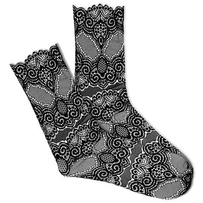 K. Bell Socks Women's Lace Sock, Black, 4-10