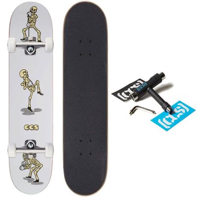 CCS Vine Skeleton Skateboard Complete - White - 8.125" x 32.00"