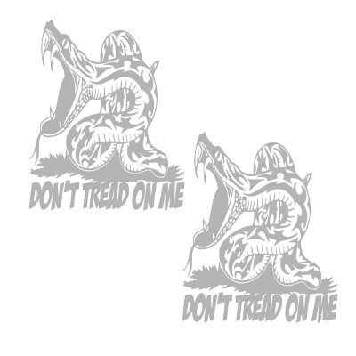 2 Pack - Don't Tread On Me - Gadsden Flag | Decal Vinyl Sticker Graphics for Car Truck SUV Van Window Laptop Tumbler| HOM0153.090 Silver Grey Metallic