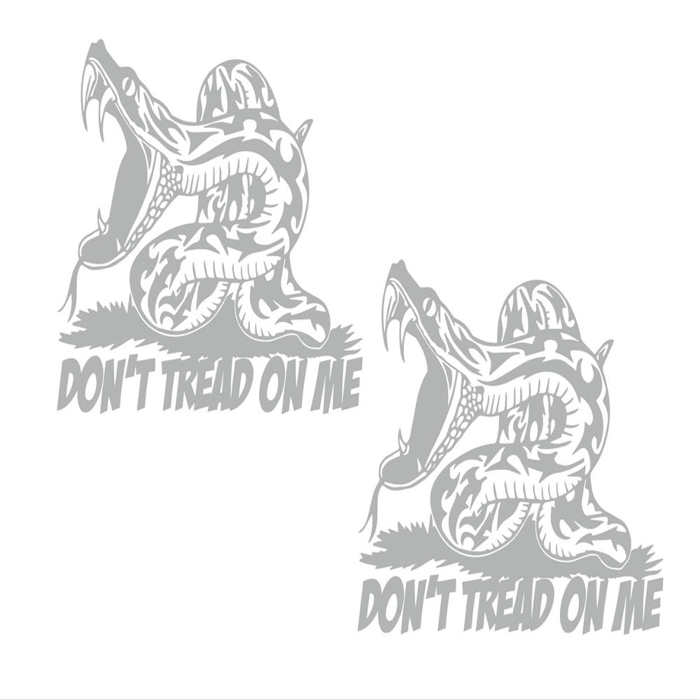 2 Pack - Don't Tread On Me - Gadsden Flag | Decal Vinyl Sticker Graphics for Car Truck SUV Van Window Laptop Tumbler| HOM0153.090 Silver Grey Metallic