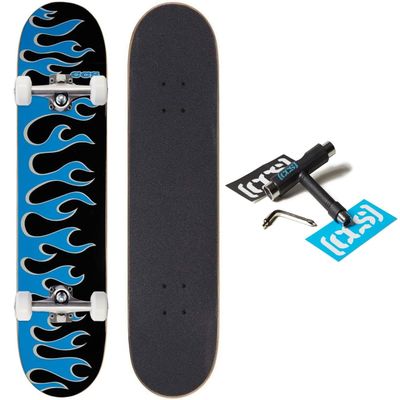 [CCS] Flames Skateboard Complete - Black/Blue - 7.75" x 32.00"