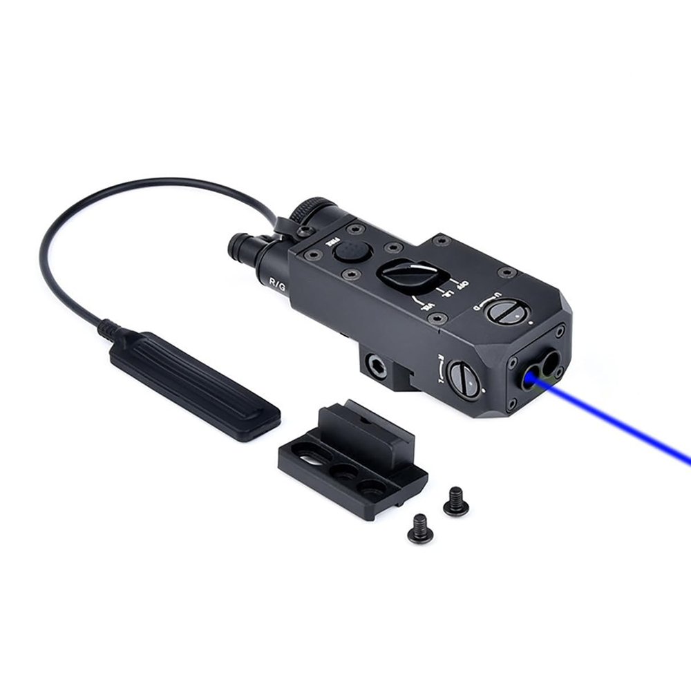 Metal CQL-1 Box Laser Sightswith IR Laser + Red/Green/Blue Laser Sightwith Pressure Switch & M300/M600 Series Flashlight Base Mountfor 20mm Rail (Blue Laser BK)