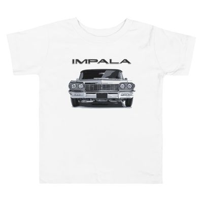 1964 Chevy Impala Classic Cars Old School Automotive Street Design Toddler Short Sleeve Tee White