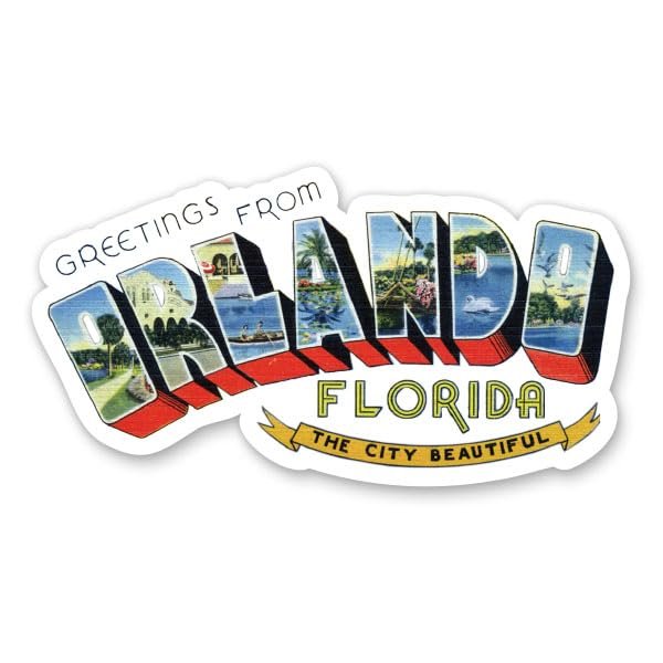 Squiddy Greetings from Orlando - Vinyl Sticker for Car, Laptop, Notebook (5.5" Wide)