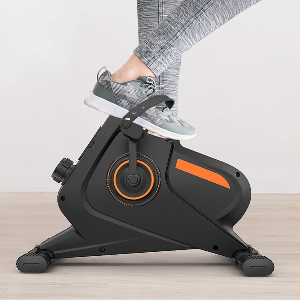 Under Desk Bike Pedal Exerciser, Mini Exercise Bike with Digital LCD Display, 8 Gear Adjustable Resistance and 4 Anti-Slip Rubber Pads, Saving Space and Compactly Portable, for Legs/Arms Exercise