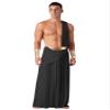 YOOJIA Men Toga Costume Ancient Greek God Ruffle Skirt Caesar Cosplay Party Roman Fancy Dress Long Black Large view 1