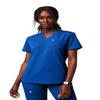 Fabletics Women's Vital 1-Pocket Scrub Top - MotionTech, Wrinkle-Resist, Chest Pocket, Anti-Shrink, Semi-Slim Fit,2X, Royal Blue view 1