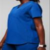Fabletics Women's Vital 1-Pocket Scrub Top - MotionTech, Wrinkle-Resist, Chest Pocket, Anti-Shrink, Semi-Slim Fit,2X, Royal Blue view 3