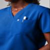 Fabletics Women's Vital 1-Pocket Scrub Top - MotionTech, Wrinkle-Resist, Chest Pocket, Anti-Shrink, Semi-Slim Fit,2X, Royal Blue view 4