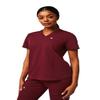 Fabletics Women's Vital 1-Pocket Scrub Top - MotionTech, Wrinkle-Resist, Chest Pocket, Anti-Shrink, Semi-Slim Fit, M, Wine view 1