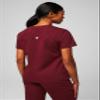 Fabletics Women's Vital 1-Pocket Scrub Top - MotionTech, Wrinkle-Resist, Chest Pocket, Anti-Shrink, Semi-Slim Fit, M, Wine view 2
