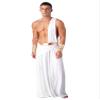 Alvivi Mens Ancient Greek Cosplay Long Skirt with Wristbands One Shoulder Strap Roman Toga Costumes White Large view 1