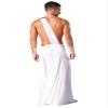 Alvivi Mens Ancient Greek Cosplay Long Skirt with Wristbands One Shoulder Strap Roman Toga Costumes White Large view 2