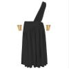 Alvivi Mens Ancient Greek Cosplay Long Skirt with Wristbands One Shoulder Strap Roman Toga Costumes Black XX-Large view 3