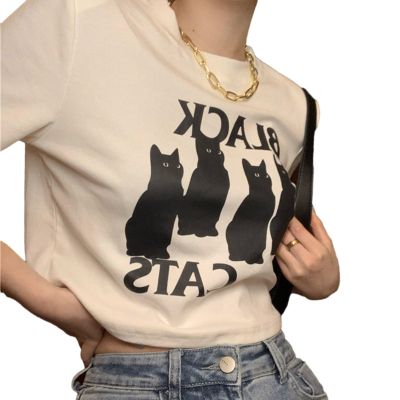 Print Skinny Women T-Shirt Punk Grunge Navel Tops Summer Streetwear Y2k Tops Short Sleeve Sexy 2000s Funny Tees,White,M