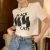 Print Skinny Women T-Shirt Punk Grunge Navel Tops Summer Streetwear Y2k Tops Short Sleeve Sexy 2000s Funny Tees,White,M view 3