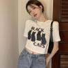 Print Skinny Women T-Shirt Punk Grunge Navel Tops Summer Streetwear Y2k Tops Short Sleeve Sexy 2000s Funny Tees,White,M view 4