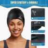 2 Pack Extra Large Swim Cap for Braids and Dreadlocks, Silicone Swimming Caps for Long Hair, Weaves, Extensions, Curls & Afros, Waterproof Adult Swim Hats Bathing Caps for Women Men(Orange+Navy) view 2