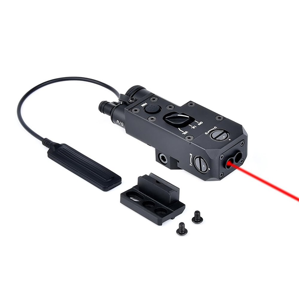 Metal CQL-1 Box Laser Sightswith IR Laser + Red/Green/Blue Laser Sightwith Pressure Switch & M300/M600 Series Flashlight Base Mountfor 20mm Rail (Red Laser BK)