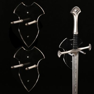HHUXIUE Wall Mounted Sword Rack and Axe Holder - Vertical Display Hangers for Decoration (Transparent 2 Set)