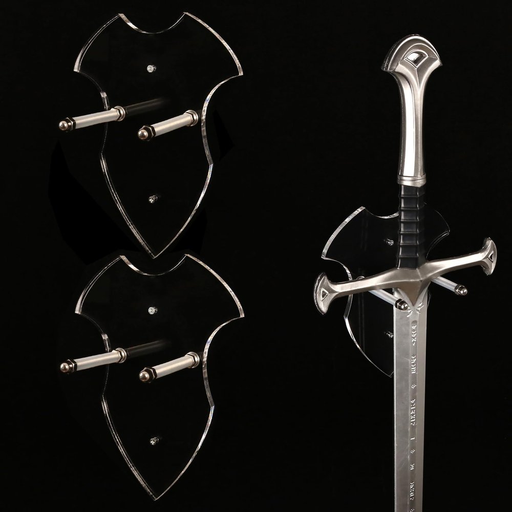 HHUXIUE Wall Mounted Sword Rack and Axe Holder - Vertical Display Hangers for Decoration (Transparent 2 Set)
