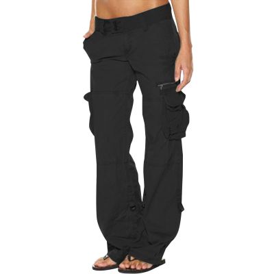 XUNRYAN Cargo Pants Women Baggy Low Waist Parachute Pants Running Joggers with Pockets Streetwear 2023 Fall Fashion Clothes Black