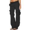 XUNRYAN Cargo Pants Women Baggy Low Waist Parachute Pants Running Joggers with Pockets Streetwear 2023 Fall Fashion Clothes Black view 1