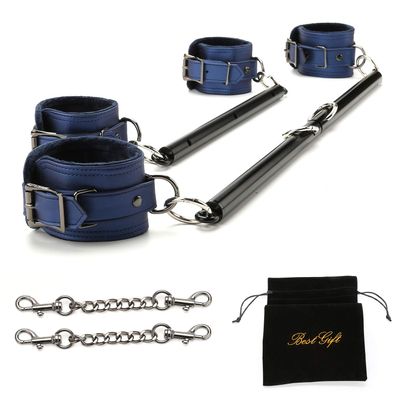 Black Adjustable Spreader Bar Sets with 4 Adjustable Fur Blue Straps Sports Training Fitness Gear Home Gyms