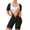 Everfion Sauna Suit for Women Full Body Waist Trainer Short Sleeve Sweat Suit with Shorts Full Body Shaper (Blue, 4XL) view 1