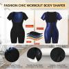 Everfion Sauna Suit for Women Full Body Waist Trainer Short Sleeve Sweat Suit with Shorts Full Body Shaper (Blue, 4XL) view 3