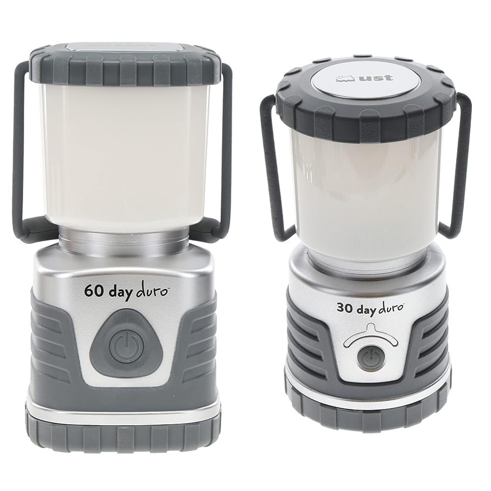 UST 60-Day Duro LED Portable 1200 Lumen Lantern With Lifetime Bulbs and Hook for Camping, Hiking, Emergency and Outdoor Survival & 30-Day Duro 1000 Lumen Lantern, Titanium