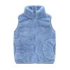 Toddler Solid Color Sleeveless Collar Facecloth Fall and Winter Undershirt Undershirt with Pockets (Blue, 4-5 Years) view 1