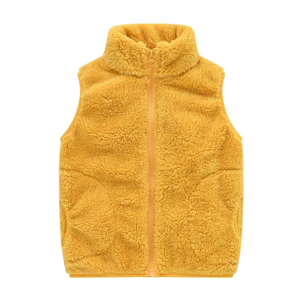 Toddler Solid Color Sleeveless Collar Facecloth Fall and Winter Undershirt Undershirt with Pockets (Yellow, 6-7 Years)