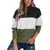 Womens Color Block Quarter Zip Pullovers Long Sleeve Fall Winter Sweatshirts Fashion Casual Tunic Pullover Tops (Army Green,XX-Large) view 1