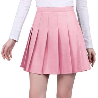 Homecoming Dress Women High Waisted Pleated Skirts with Shorts Pink Golf Outfit Athletic Cheer Skater Skirts for Girls Size XL