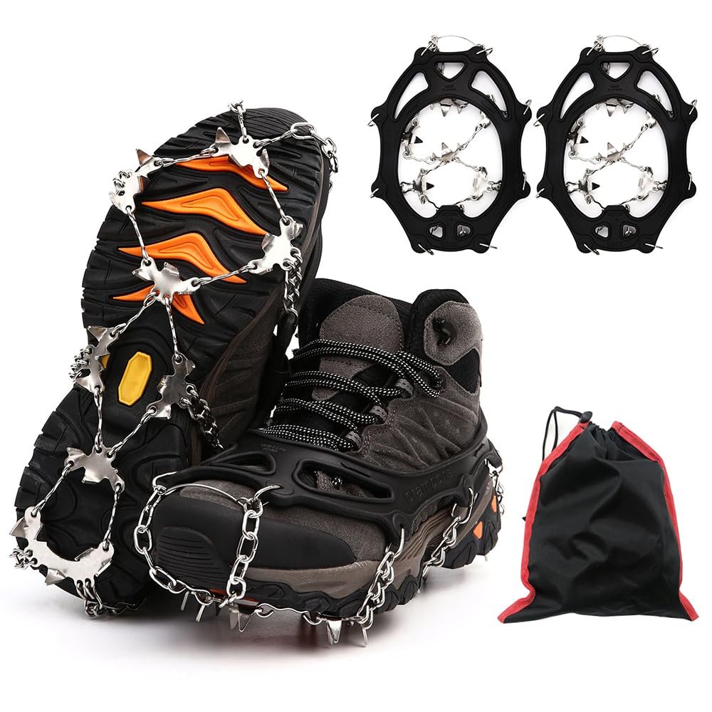 Lixada Ice Claw 201 26-Tooth Outdoor Ice and Snow Climbing Anti-Slip Shoe Grips by Stainless Steel Ice Claws
