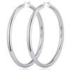 4mm Thick Silver Chunky Earrings Hollow Tube Hoops Earrings Thick Chunky Hoops Hypoallergenic Lightweight Silver Hoop Large Earrings 20/30/40/50/60MM view 1