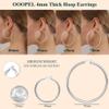 4mm Thick Silver Chunky Earrings Hollow Tube Hoops Earrings Thick Chunky Hoops Hypoallergenic Lightweight Silver Hoop Large Earrings 20/30/40/50/60MM view 4