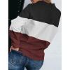 Womens Color Block Quarter Zip Pullovers Long Sleeve Fall Winter Sweatshirts Fashion Casual Tunic Pullover Tops (Wine Red,Large) view 2
