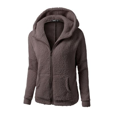 ZYXTIM Women's 2023 Trendy Sherpa Jacket Pocketed Oversized Zip Up Faux Fuzzy Casual Bomber Coat Winter Warm Teddy Coat Coffee