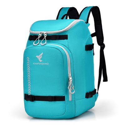 Ski Boot Bag, 50L Ski Boot Travel Backpack, Waterproof Ski and Snowboard Boots, Skiing and Snowboarding Travel Luggage for Ski Helmet, Goggles, Snowboard, Gloves & Accessories (Lake Blue)