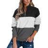 Womens Color Block Quarter Zip Pullovers Long Sleeve Fall Winter Sweatshirts Fashion Casual Tunic Pullover Tops (Grey,Small) view 1