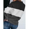 Womens Color Block Quarter Zip Pullovers Long Sleeve Fall Winter Sweatshirts Fashion Casual Tunic Pullover Tops (Grey,Small) view 2