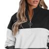 Womens Color Block Quarter Zip Pullovers Long Sleeve Fall Winter Sweatshirts Fashion Casual Tunic Pullover Tops (Grey,Small) view 3