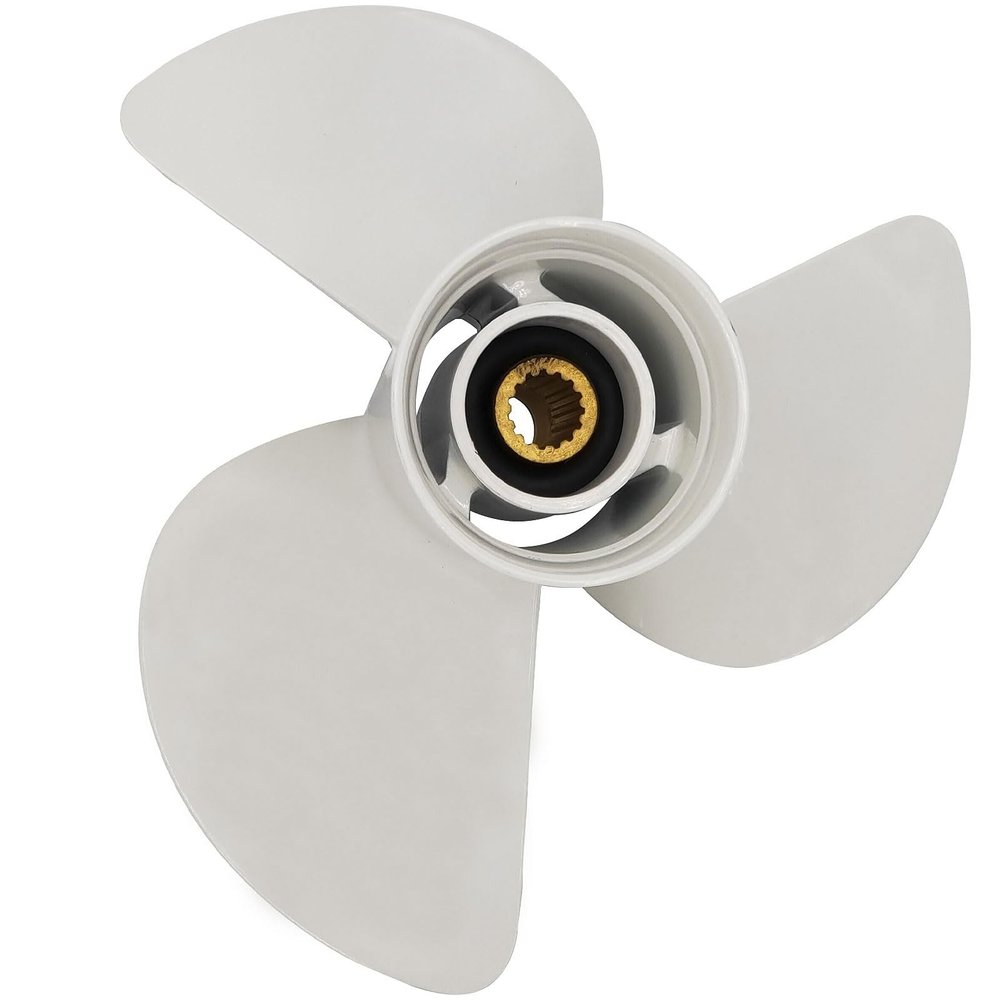 FAWAY 1411-K Boat Aluminum Outboard Propeller for Yamaha 6E5-45954-00-EL - for Yamaha Outboard Engines 60HP 70HP 75HP 80HP 85HP 90HP 115HP 130HP Replace 6E5-45954-00-0015 Spline Tooth
